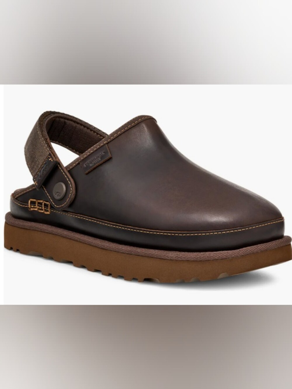 UGG® Goldenstar Dark Brown Leather Slip-On Clogs Size 8 NWT MSRP $135